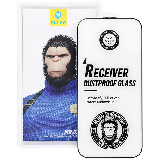 Mr. Monkey Glass Receiver Dustproof Screen Protector for Apple iPhone 16 Pro Max, Glass Shielded, Full Glue, 5D, Black