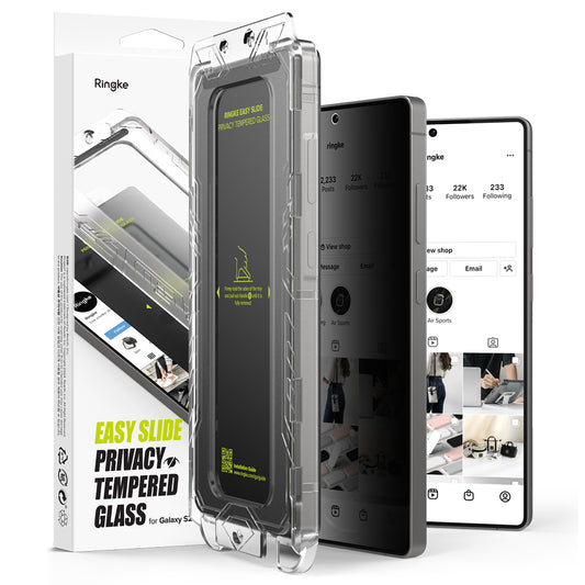 Ringke Easy Slide Privacy Screen Protector for Samsung Galaxy S25 Ultra S938, Tempered Glass, Full Glue, Set of 2 Pieces