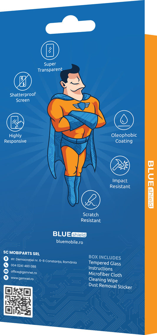 Blue Shield Screen Protector for Motorola Moto G85, Tempered Glass, Edge Glue, Case Friendly, Black