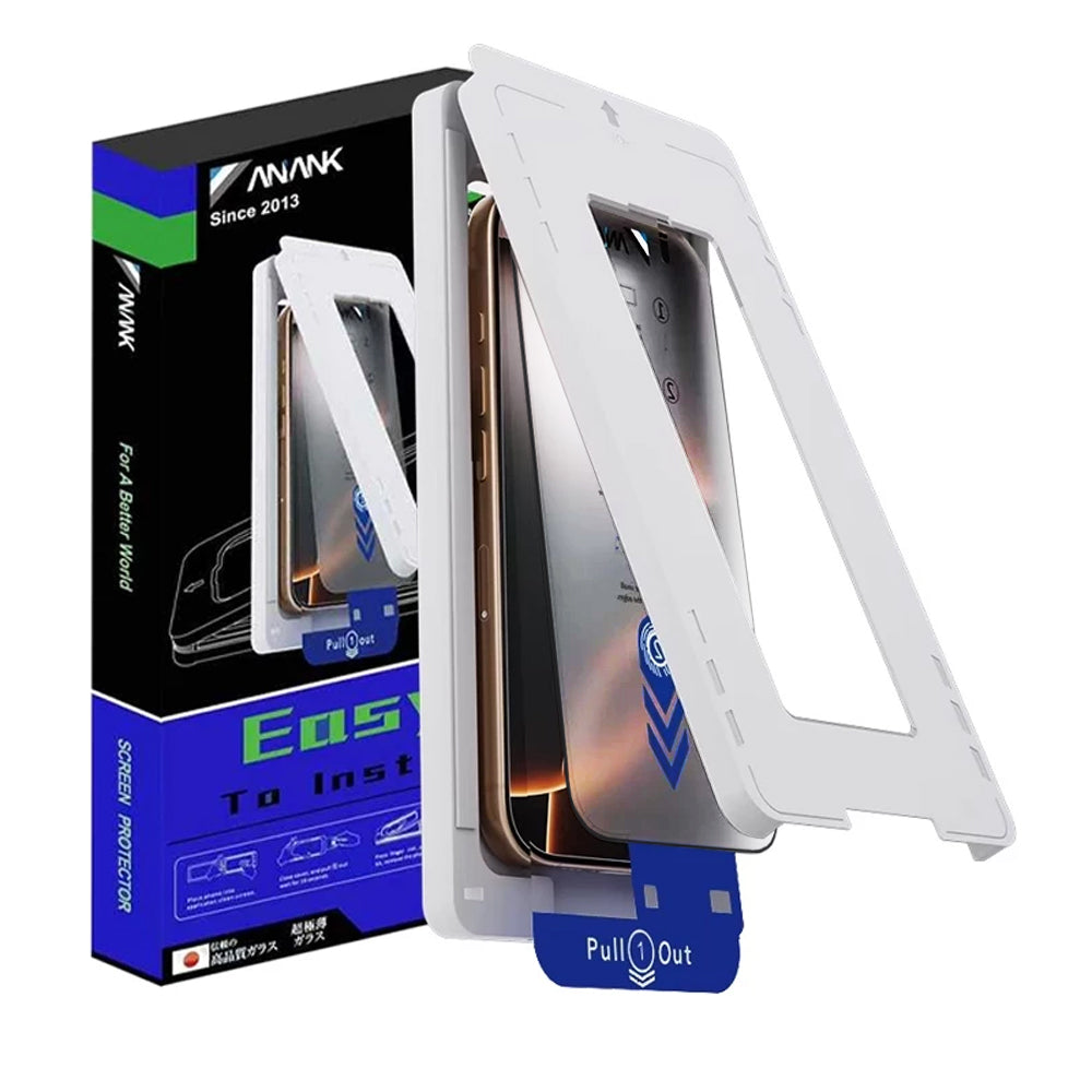 Anank 5X Reinforced Applicator Screen Protector for Apple iPhone 17 Pro Max, Tempered Glass, Full Glue, 2.5D, Black