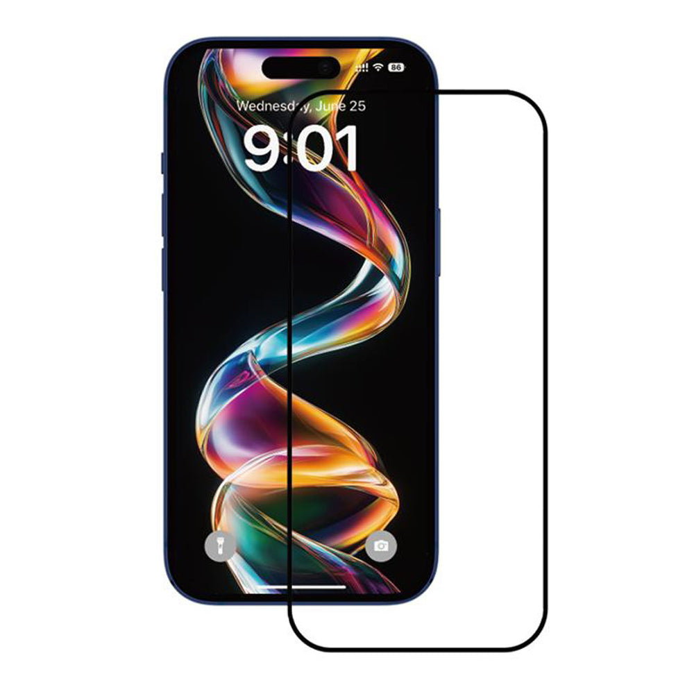 Anank Screen Protector Film for Apple iPhone 15, Tempered Glass, Full Glue, 2.5D, Set of 10 pieces, Black