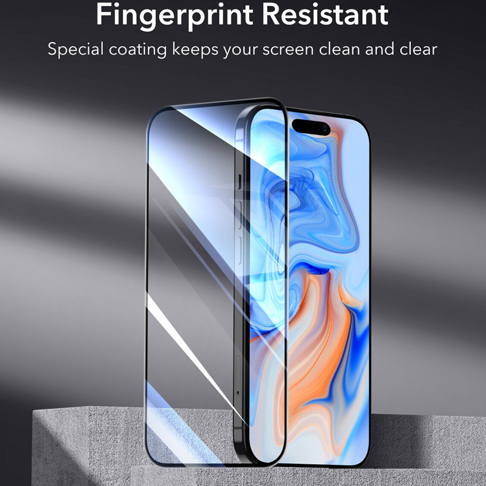 ESR Screen Protector for Apple iPhone 15, Tempered Glass, Full Glue, Black