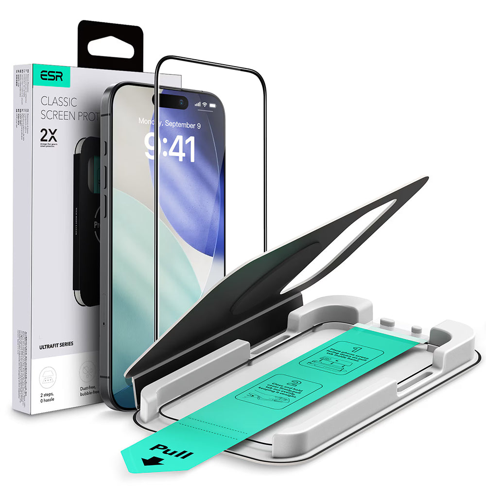 ESR UltraFit Screen Protector for Apple iPhone 17 Pro Max, Tempered Glass, Full Glue, Black