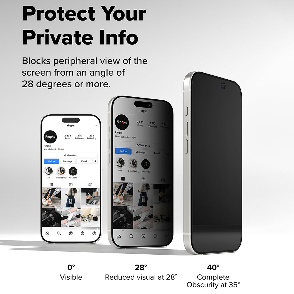Privacy Screen Protector Ringke Easy Slide for Apple iPhone 18 Pro Max / 17 Pro Max, Tempered Glass, Full Glue, Set of 2 pieces