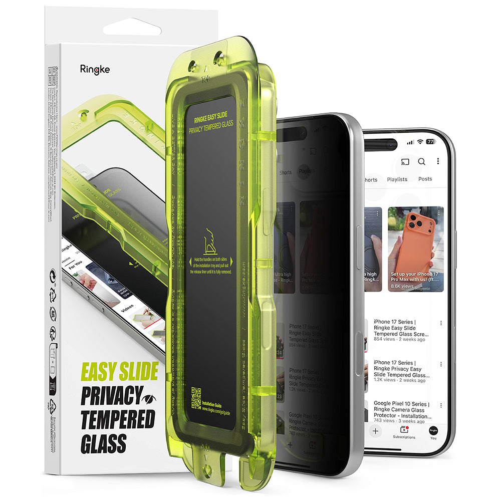 Privacy Screen Protector Ringke Easy Slide for Apple iPhone 18 Pro, Tempered Glass, Full Glue, Set of 2 pieces