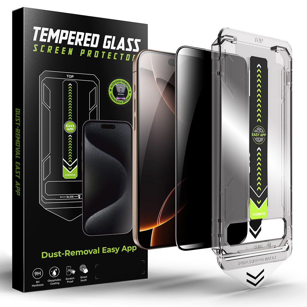 Privacy Screen Protector Techsuit TitanGlass for Apple iPhone 17 / 16 Pro, Tempered Glass, Full Glue