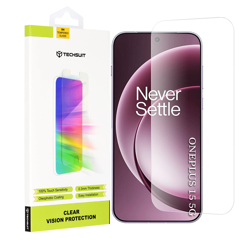 Techsuit Clear Vision Screen Protector for OnePlus 15, Tempered Glass, Full Glue
