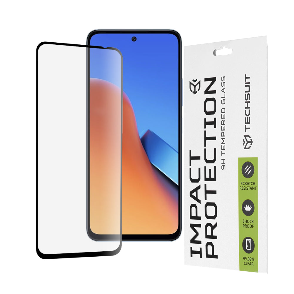 Techsuit Screen Protector Film for Xiaomi Poco M6 4G / Redmi 13 / 12 5G / 12, Tempered Glass, Full Glue, 111D, Black