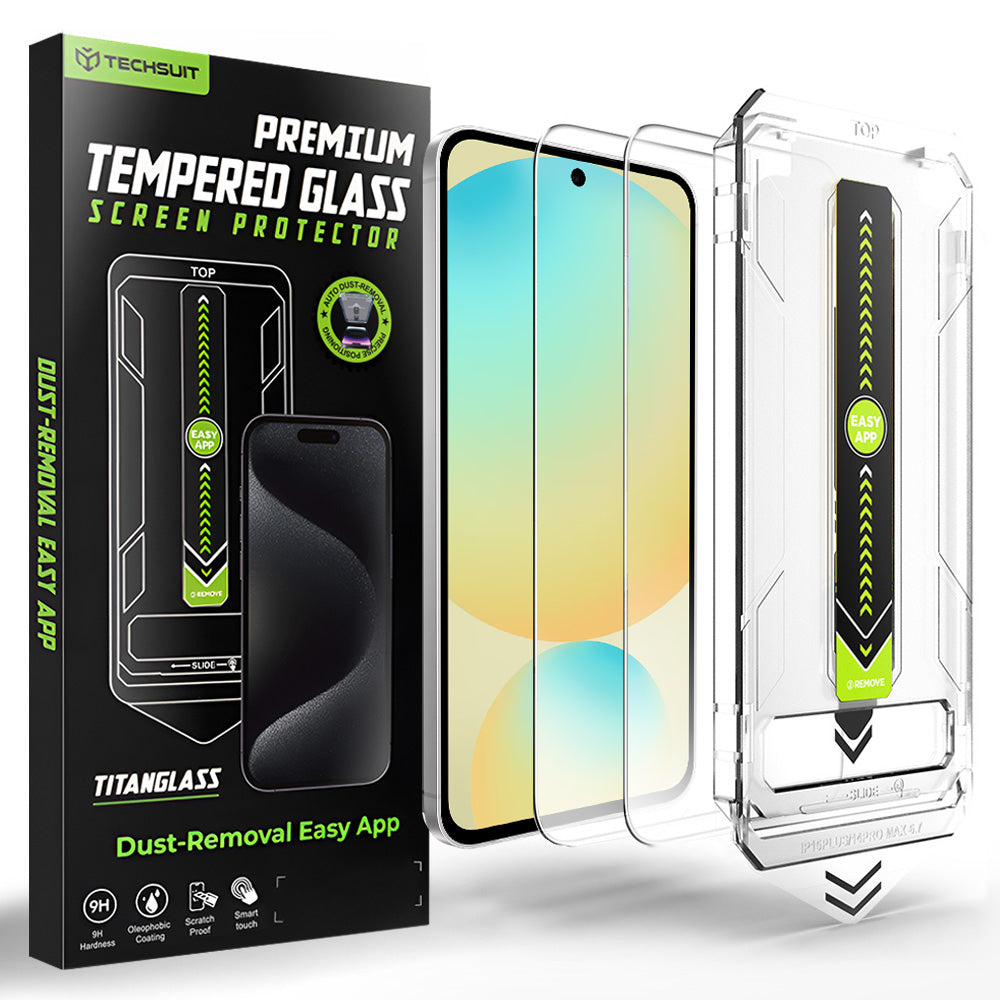 Techsuit TitanGlass CrystalHD Screen Protector for Samsung Galaxy A56 A566 / S24 FE S721, Tempered Glass, Full Glue, Set of 2 pieces