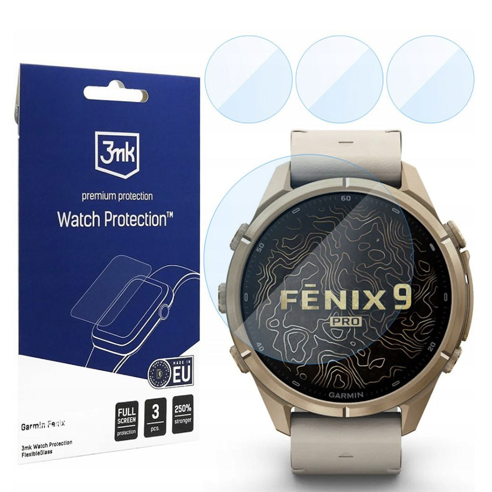 3MK FlexibleGlass Protective Film for Garmin Fenix 9 Pro 43mm, Set of 3 pieces, Flexible Glass