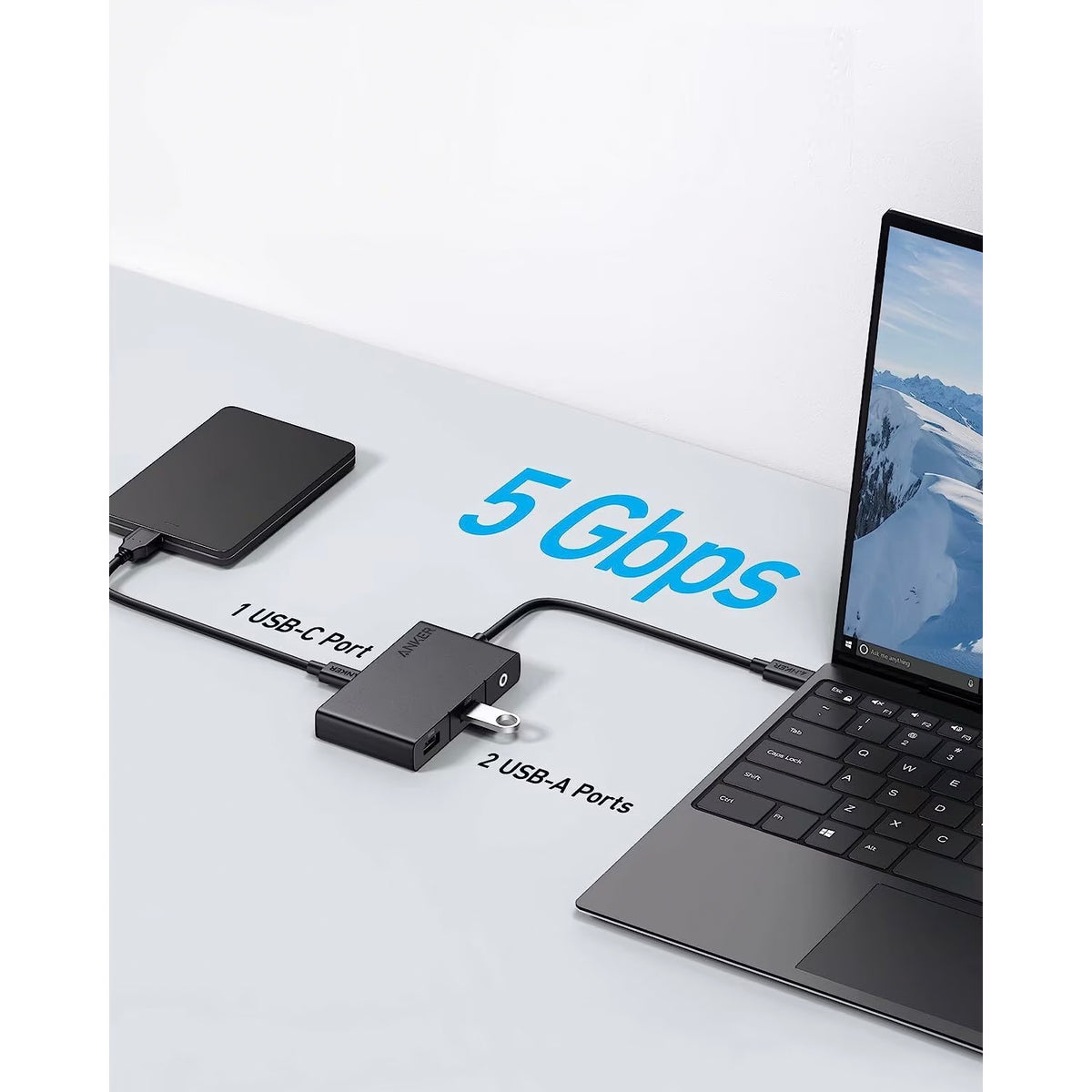 Anker 332 USB-C Hub, 2 x USB-A - 2 x USB-C - 1 x HDMI, Black A8356G11