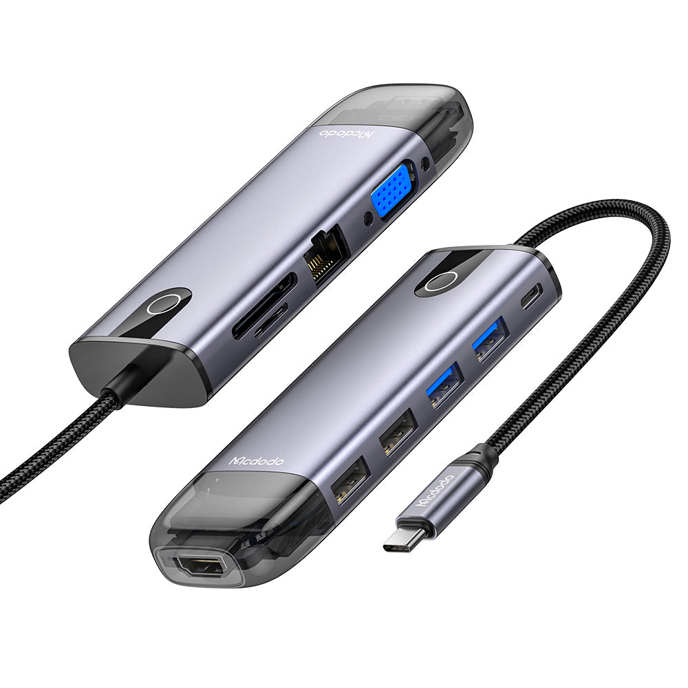 McDodo HU-7420 USB-C Hub, 10in1, Gray