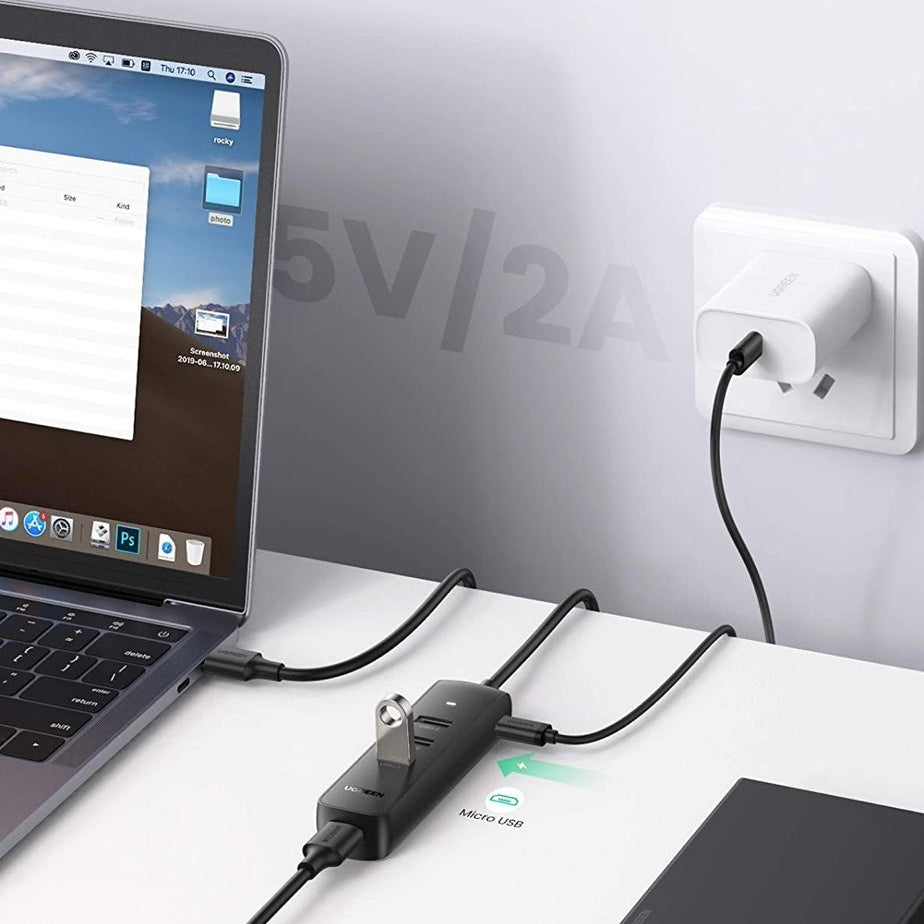 UGREEN CM416 USB Hub, 4 x USB-A 3.0, 0.25m, Black