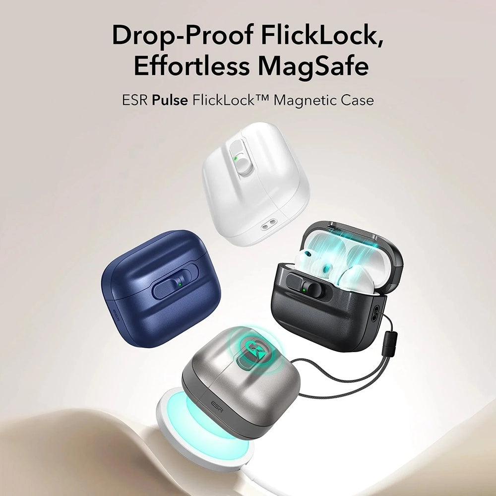 ESR Pulse Magnetic FlickLock Case for Apple AirPods Pro 3, Navy Blue