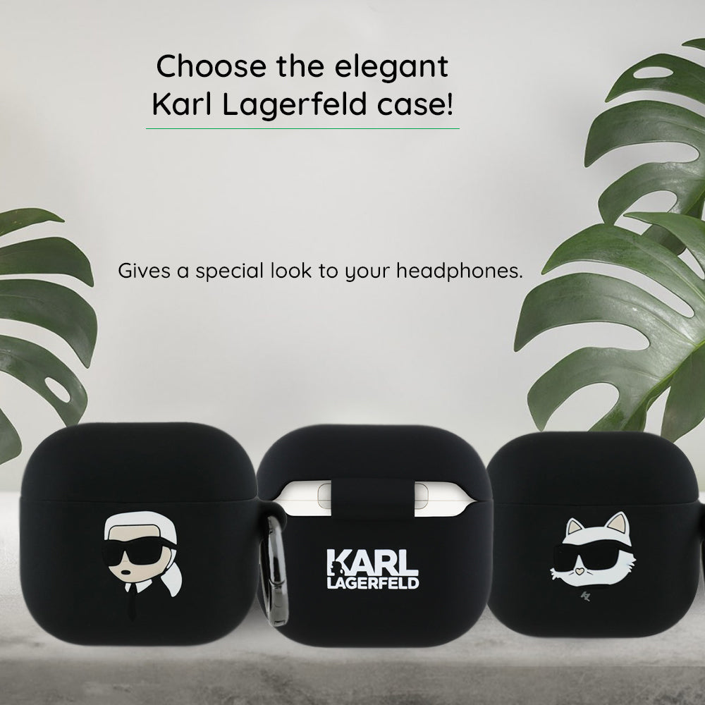 Karl Lagerfeld 3D Karl & Choupette's Heads Case for Apple AirPods 4, Black