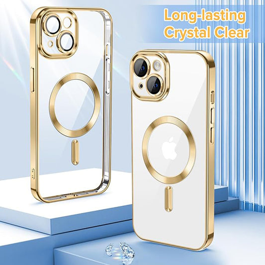 MagSafe Case for Apple iPhone 13, Techsuit, Luxury Crystal, Gold