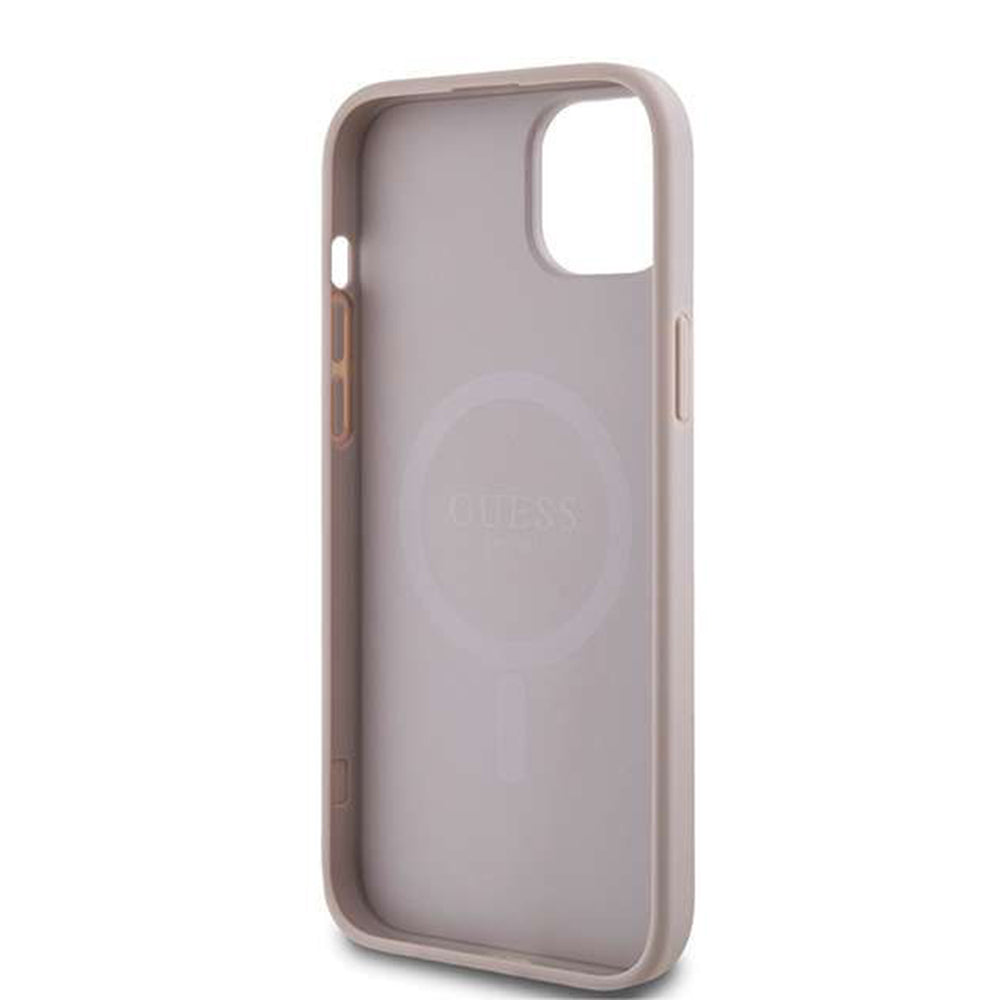 MagSafe Case for Apple iPhone 14, Guess, 4G Ring Classic Logo, Pink