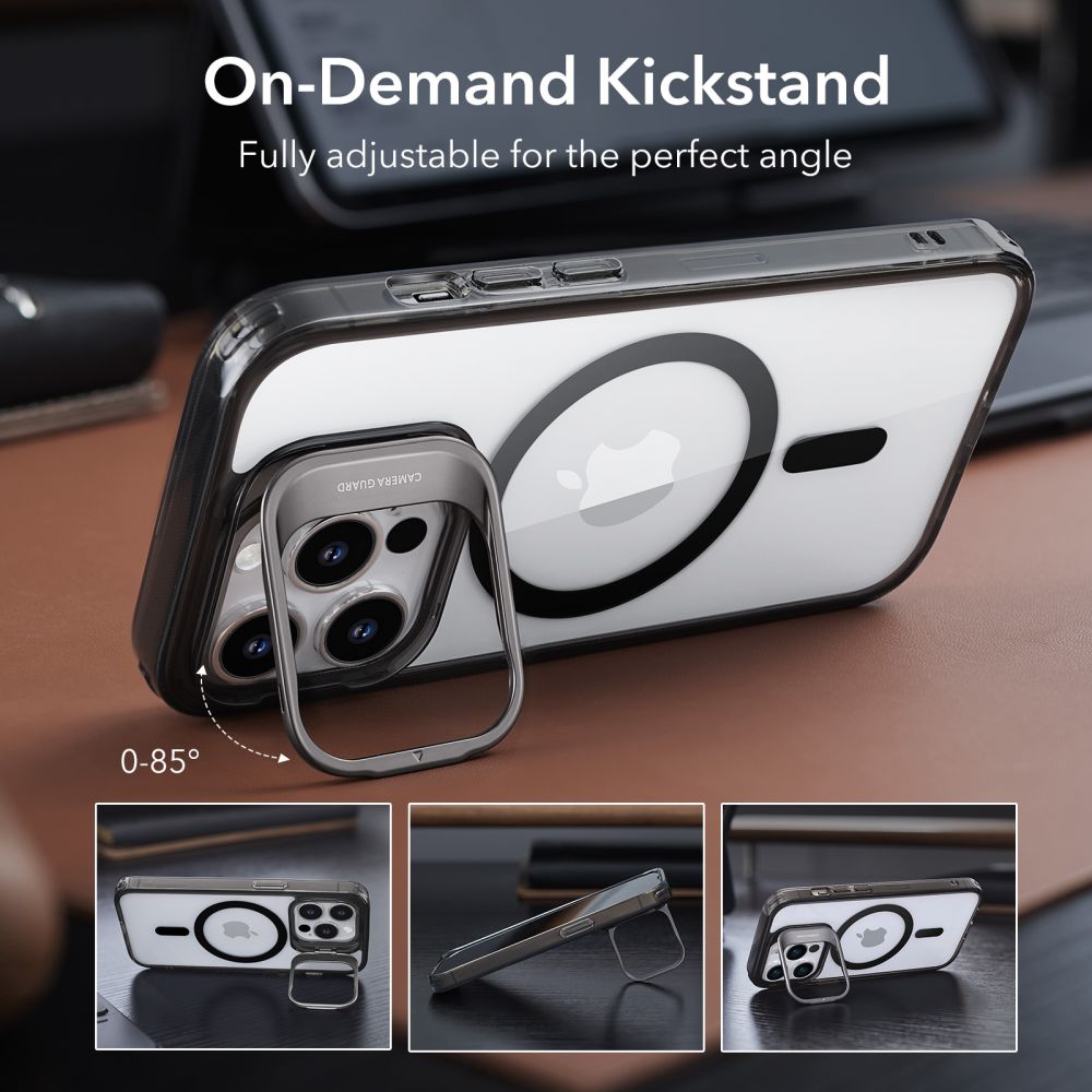 MagSafe Case for Apple iPhone 14 Pro Max, ESR, Classic Kickstand, Transparent Black
