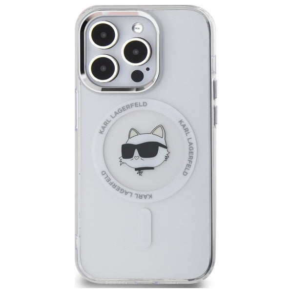 MagSafe Case for Apple iPhone 14 Pro Max, Karl Lagerfeld, IML Metal Choupette's Head, White