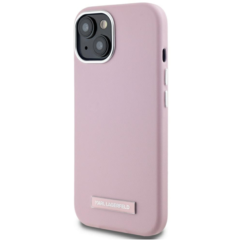 MagSafe Case for Apple iPhone 15, Karl Lagerfeld, FW Metal Plate, Pink