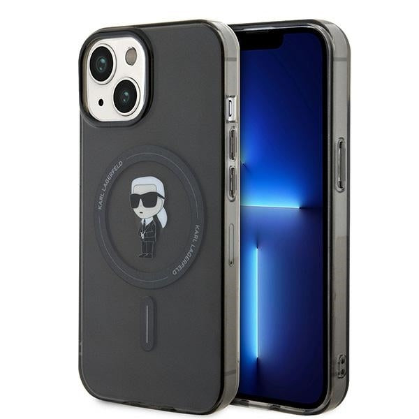 MagSafe Case for Apple iPhone 15, Karl Lagerfeld, IML Ikonik Karl, Black
