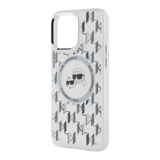 MagSafe Case for Apple iPhone 15, Karl Lagerfeld, IML Monogram Karl & Choupette's Heads, Transparent