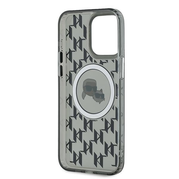 MagSafe Case for Apple iPhone 15 Pro Max, Karl Lagerfeld, IML Monogram Karl & Choupette's Heads, Black
