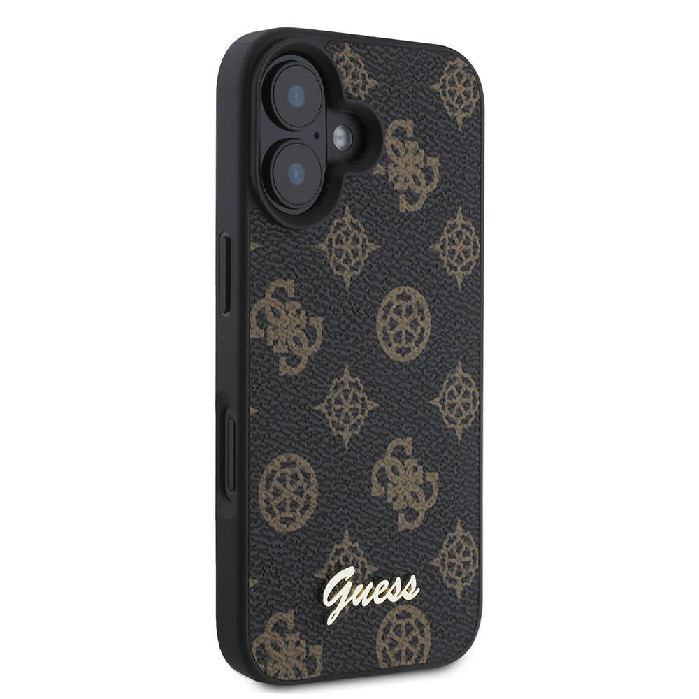 MagSafe Case for Apple iPhone 16, Guess, Peony Script, Black