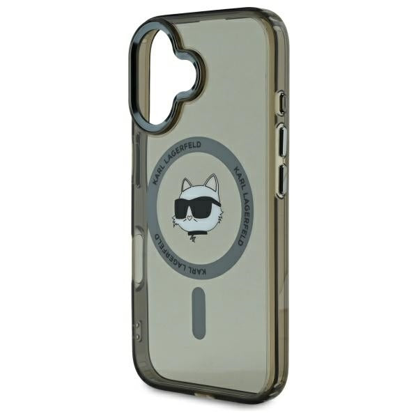 MagSafe Case for Apple iPhone 16, Karl Lagerfeld, IML Metal Choupette's Head, Black