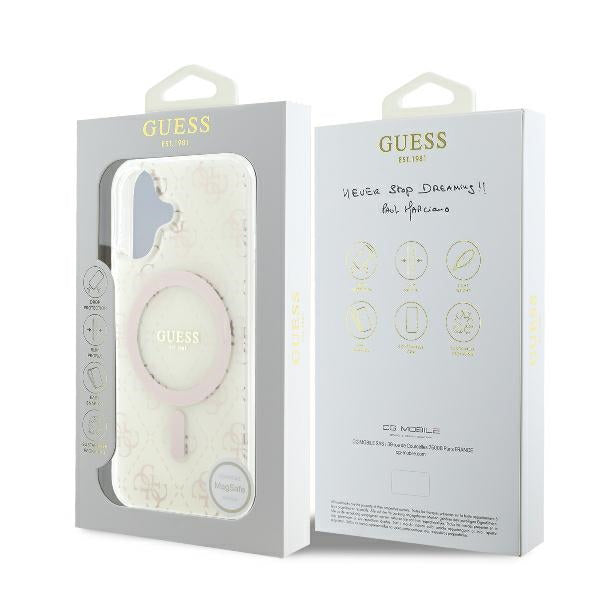 MagSafe Case for Apple iPhone 16 Plus, Guess, IML 4G Background, White