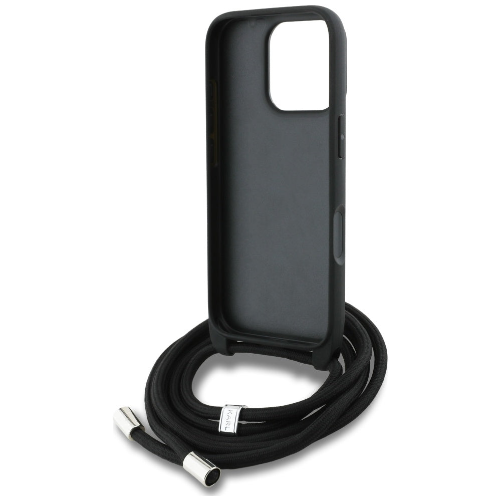 MagSafe Case for Apple iPhone 16 Pro, Karl Lagerfeld, Saffiano Crossbody, Black