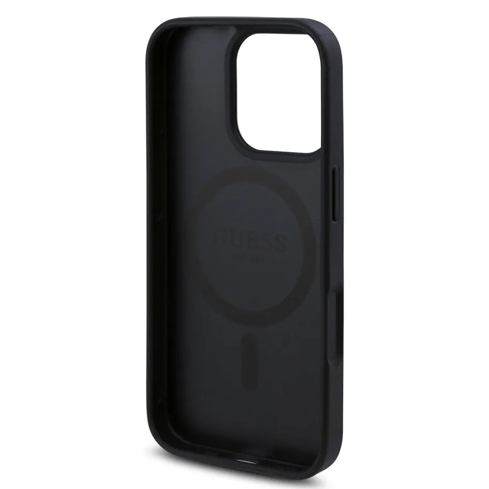 MagSafe Case for Apple iPhone 16 Pro Max, Guess, 4G Flowers Print, Black