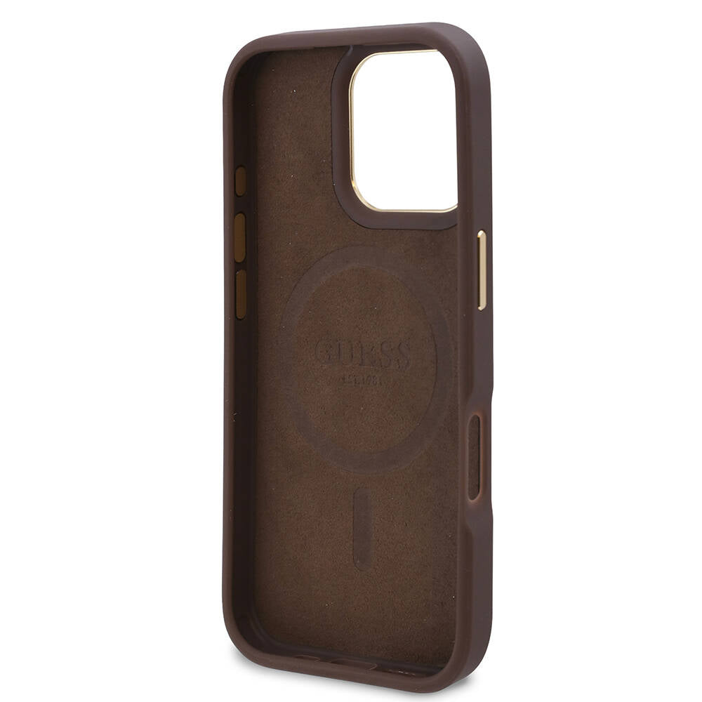 MagSafe Case for Apple iPhone 16 Pro Max, Guess, 4G Logo Plate, Pink