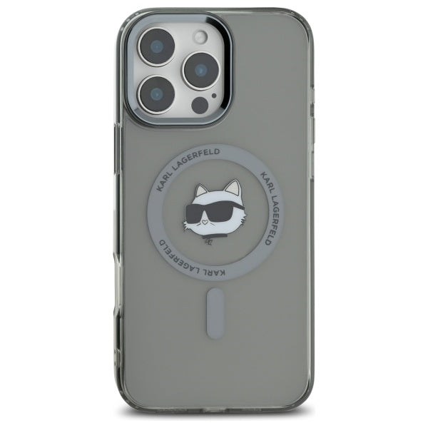 MagSafe Case for Apple iPhone 16 Pro Max, Karl Lagerfeld, IML Metal Choupette's Head, Black