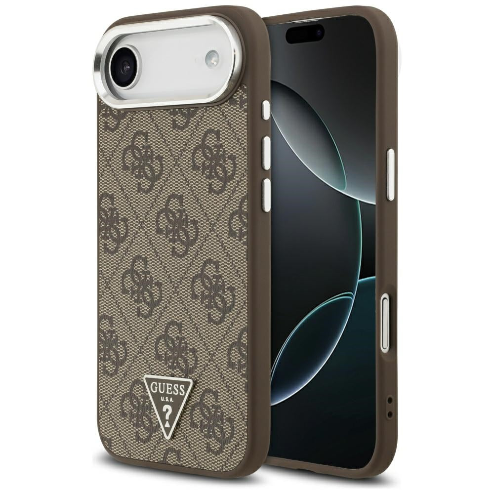MagSafe Case for Apple iPhone 17 Air, Guess, 4G Triangle Logo, Silver Brown