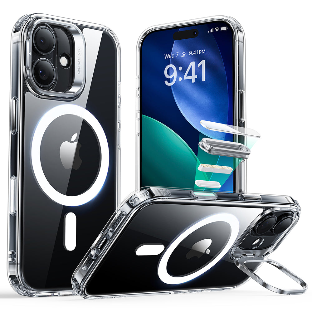 MagSafe Case for Apple iPhone 17, ESR, Classic Hybrid Kickstand, Transparent