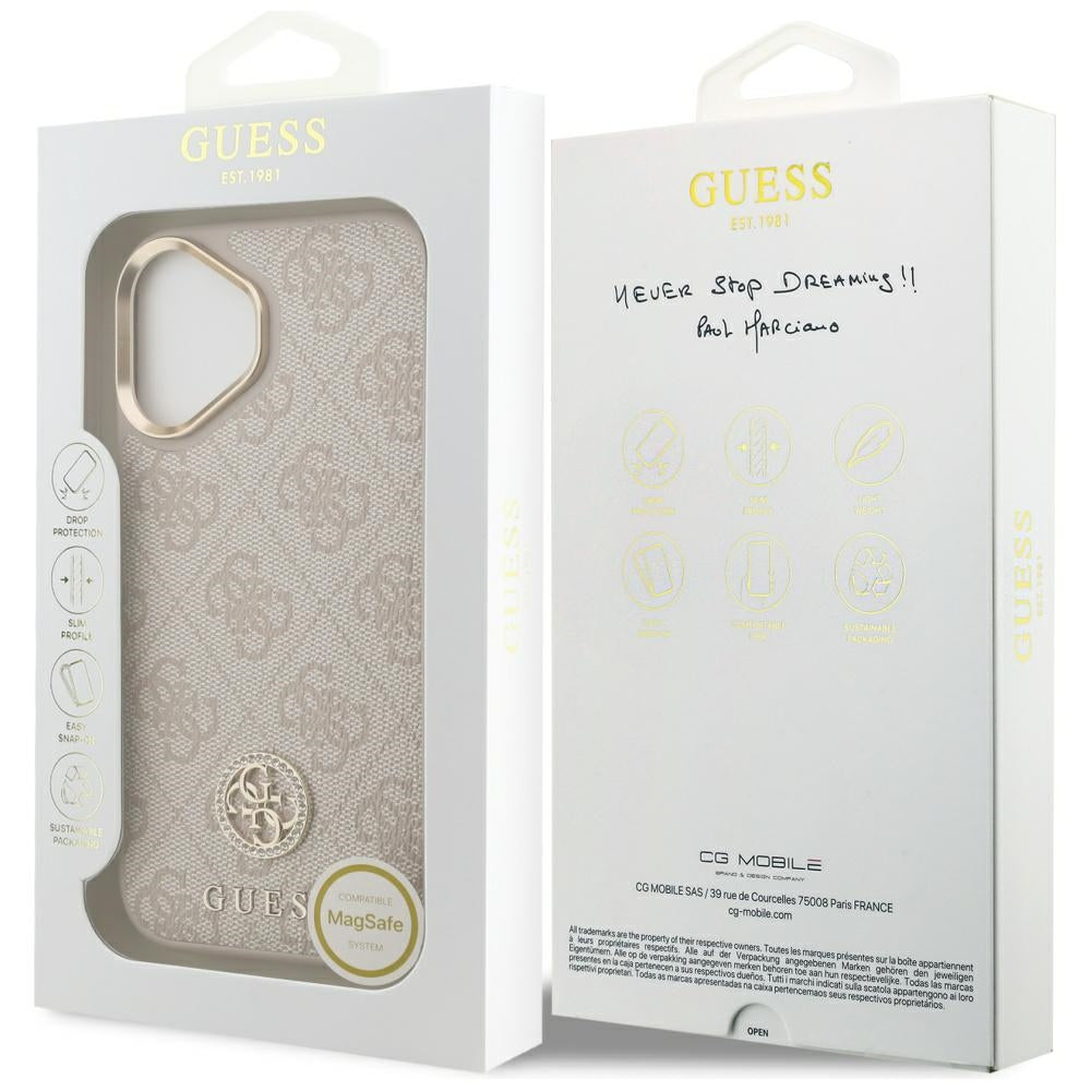 MagSafe Case for Apple iPhone 17, Guess, 4G Strass Logo, Pink