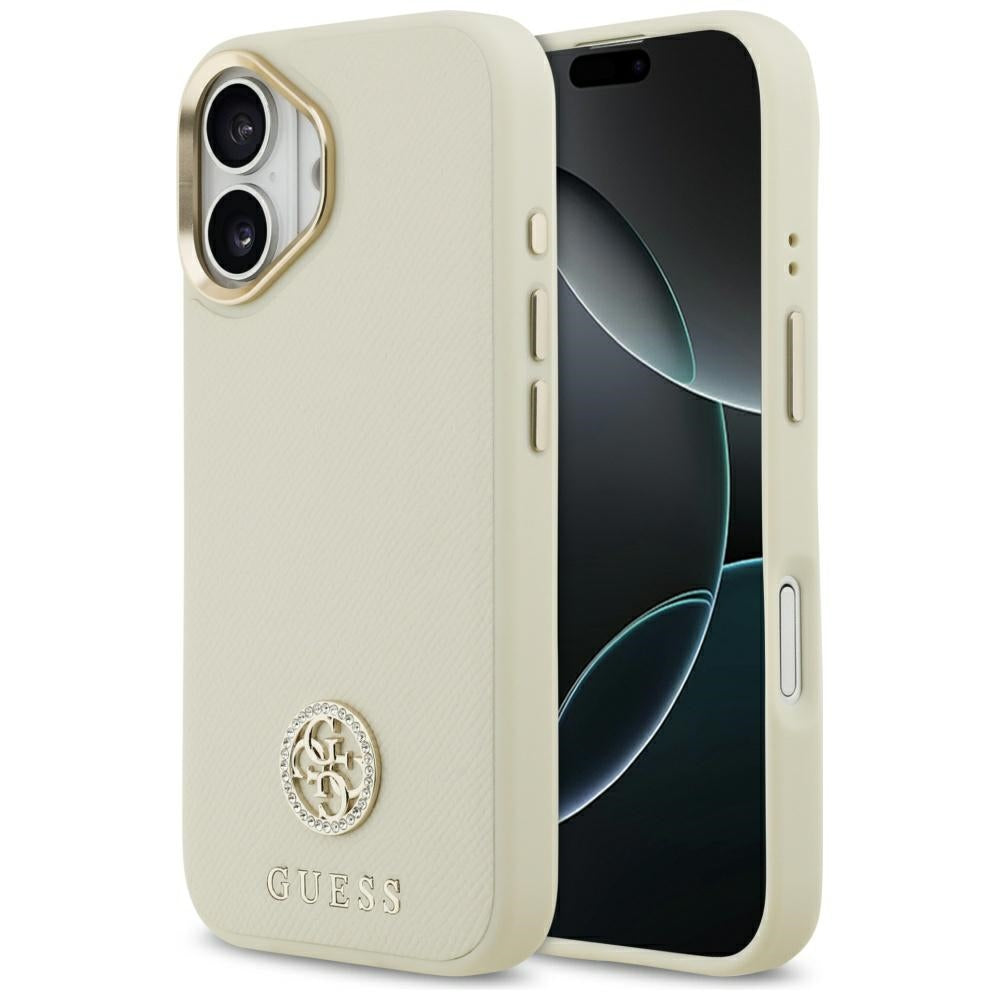 MagSafe Case for Apple iPhone 17, Guess, Grained Strass Logo, Beige