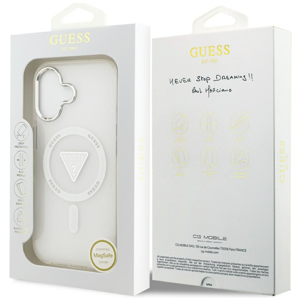 MagSafe Case for Apple iPhone 17, Guess, IML Gradient Triangle Logo, Transparent
