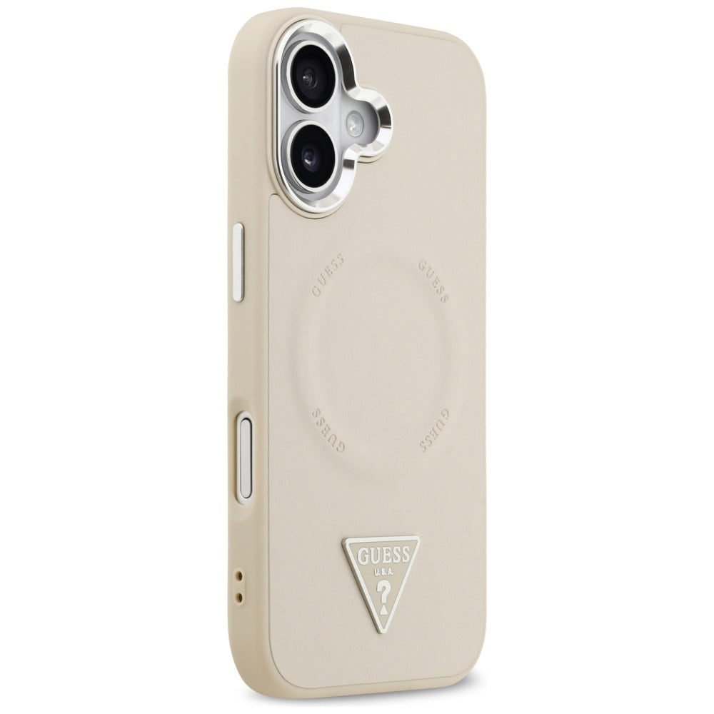 MagSafe Case for Apple iPhone 17, Guess, Triangle Logo, Silver Beige