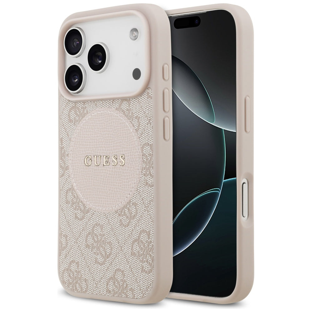 MagSafe Case for Apple iPhone 17 Pro, Guess, 4G Circle Classic Logo, Pink