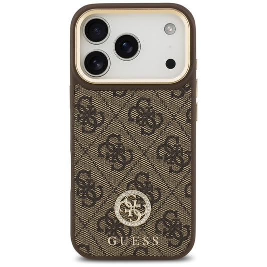 MagSafe Case for Apple iPhone 17 Pro, Guess, 4G Strass Logo, Brown
