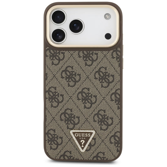 MagSafe Case for Apple iPhone 17 Pro, Guess, 4G Triangle Logo, Golden Brown