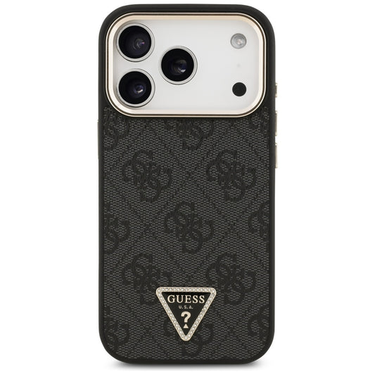 MagSafe Case for Apple iPhone 17 Pro, Guess, 4G Triangle Logo, Black Gold