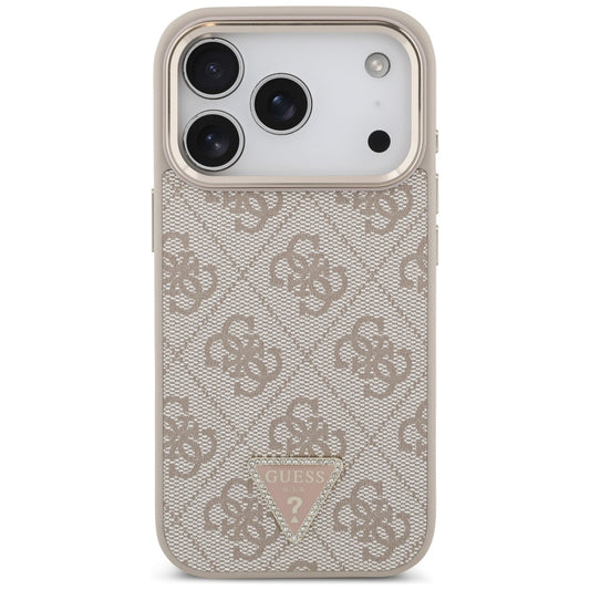 MagSafe Case for Apple iPhone 17 Pro, Guess, 4G Triangle Logo, Golden Pink