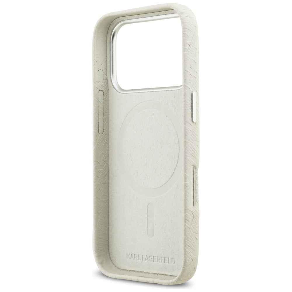 MagSafe Case for Apple iPhone 17 Pro, Karl Lagerfeld, FW Stamped Karl, Beige