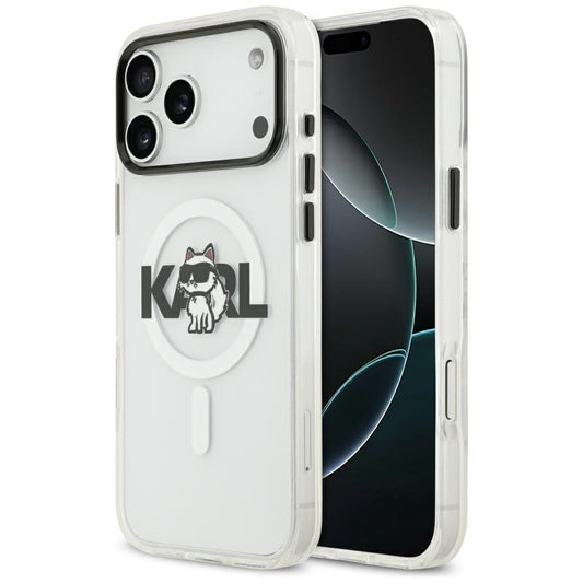 MagSafe Case for Apple iPhone 17 Pro, Karl Lagerfeld, IML Sketch Logo Choupette, Transparent