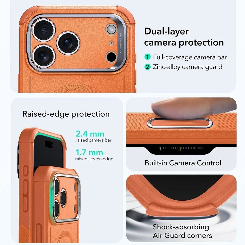 MagSafe Case for Apple iPhone 17 Pro Max, ESR, Cyber Armor Kickstand, Orange