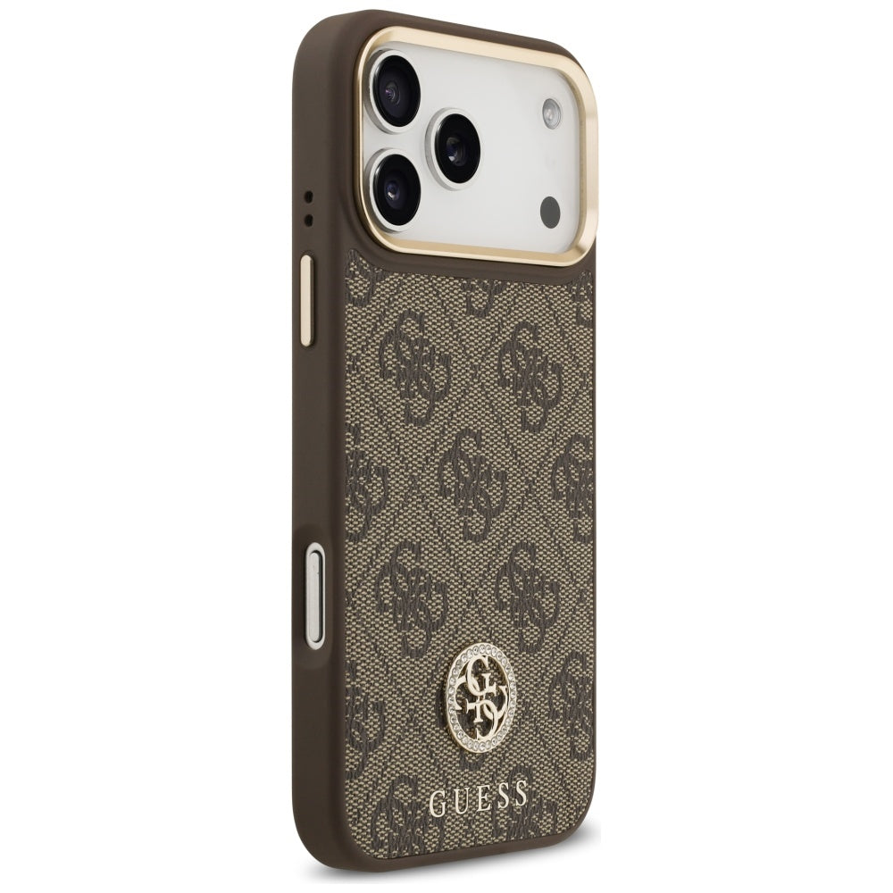 MagSafe Case for Apple iPhone 17 Pro Max, Guess, 4G Strass Logo, Brown