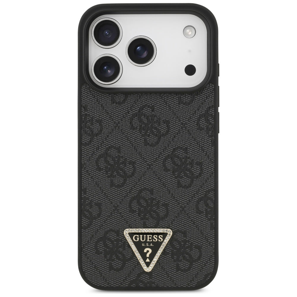 MagSafe Case for Apple iPhone 17 Pro Max, Guess, 4G Triangle Strass, Black